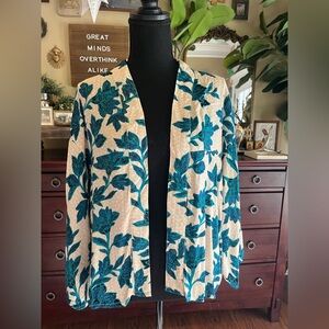 Anthropologie Floral Teal, Pink and Cream Women's Cardigan Kimono